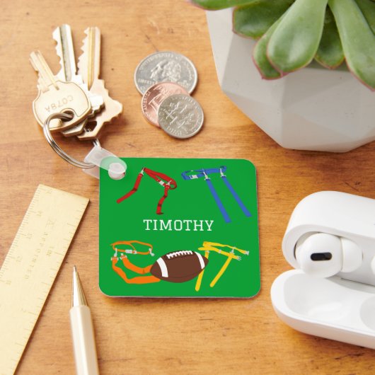 Vlag Football Coach Speler Gepersonaliseerd Sleutelhanger (Bureau)