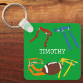 Vlag Football Coach Speler Gepersonaliseerd Sleutelhanger (Voorkant)