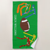 Vlag Football Coach Speler Gepersonaliseerd Strandlaken (Voorkant)