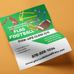 Vlag Football League  Flyer<br><div class="desc">Promoot je football league met deze gemakkelijk te personaliseren flyer. Alle tekst op deze flyer is klaar om te worden aangepast met uw eigen informatie. Helder gekleurde afbeeldingen,  waaronder een football en vlaggenriemen,  zullen helpen om hun aandacht te trekken.</div>