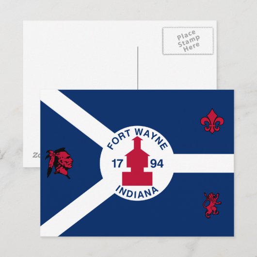 Vlag Fort Wayne, Indiana Briefkaart (Voorkant / Achterkant)