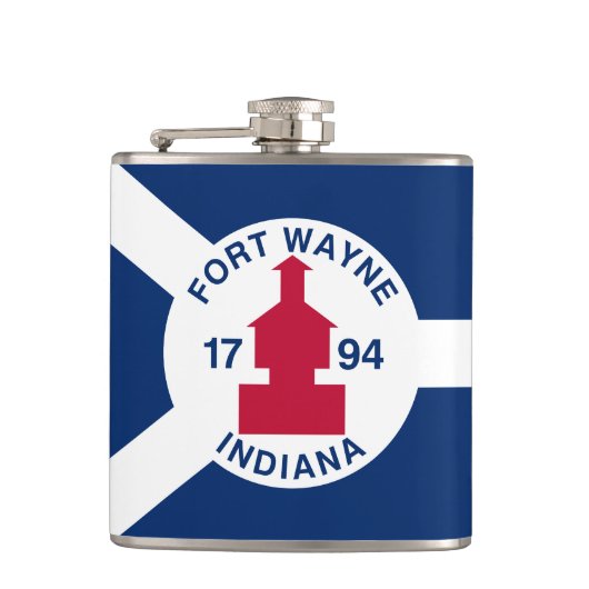 Vlag Fort Wayne, Indiana Flask Heupfles (Voorkant)