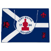 Vlag Fort Wayne, Indiana Grote Gift Bag Groot Cadeauzakje (Voorkant)