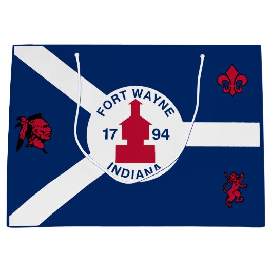 Vlag Fort Wayne, Indiana Grote Gift Bag Groot Cadeauzakje (Voorkant)