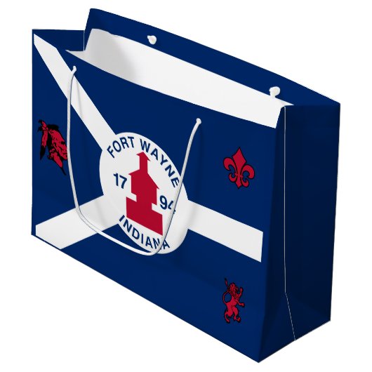 Vlag Fort Wayne, Indiana Grote Gift Bag Groot Cadeauzakje (Voorkant Gekanteld)