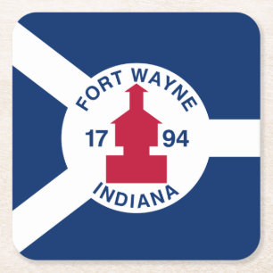 Vlag Fort Wayne, Indiana Square Paper Onderzetter