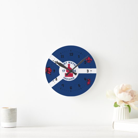 Vlag Fort Wayne, Indiana Square Wall Clock Ronde Klok (Huis)