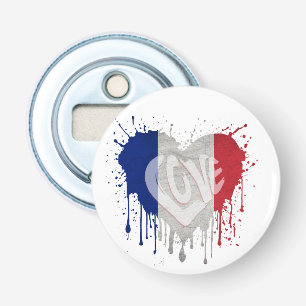 Vlag Frankrijk beminnen Button Flesopener