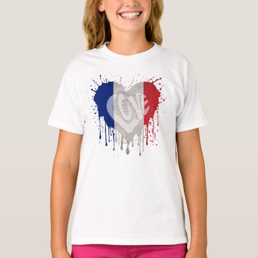 Vlag Frankrijk beminnen T-shirt (Voorkant)