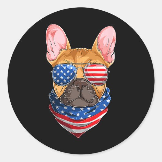Vlag Franse Bulldog S Ronde Sticker (Voorkant)