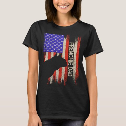 Vlag Franse hond Dog Dad Frenchie S T-shirt (Voorkant)