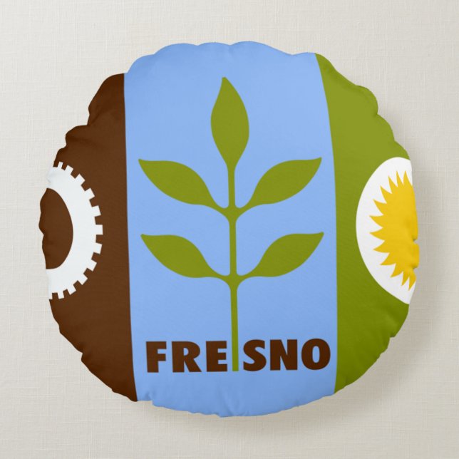 vlag Fresno (Californië) Rond Kussen (Voorkant)