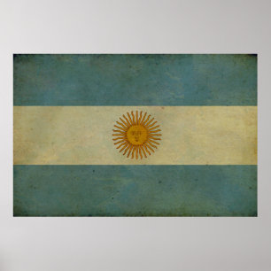 vlag -gerijpte retro Argentina Poster