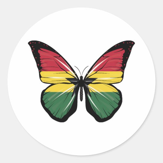 Vlag Ghana Butterfly Ronde Sticker (Voorkant)