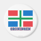 Vlag Groningen met naam Magneet (Voorkant)