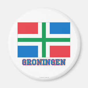 Vlag Groningen met naam Magneet