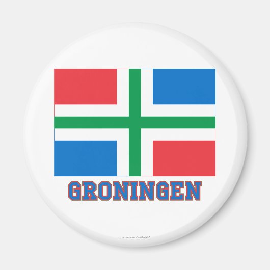 Vlag Groningen met naam Magneet (Voorkant)
