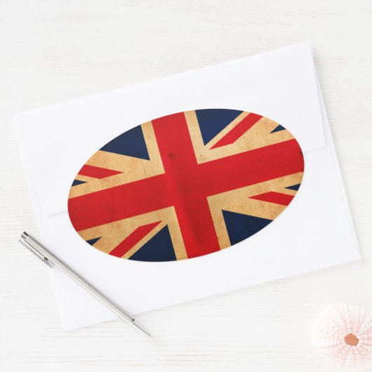 Vlag Groot-Brittannië Ovale Sticker (Envelop)
