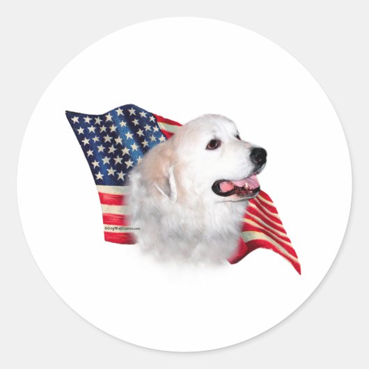 Vlag Grote Pyreneeën Ronde Sticker (Voorkant)
