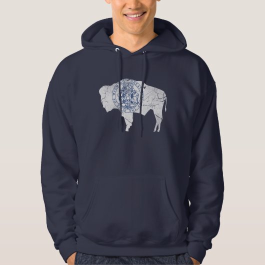  vlag Grunge Wyoming Hoodie (Voorkant)