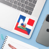 vlag Haïti Dominicaanse Republiek | Hispaniola DR  Sticker (Laptop met iPhone)