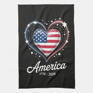 Vlag Hart 1776 2026 4 juli 250ste verjaardag Theedoek