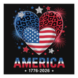 Vlag Hart Luipaard 1776 2026 4 juli Perfect Poster