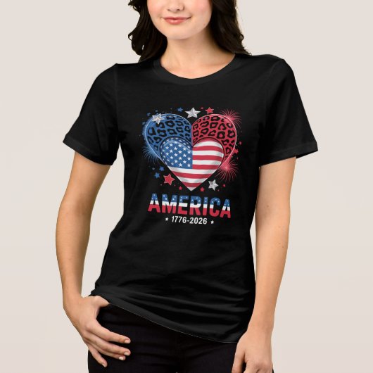 Vlag Hart Luipaard 1776 2026 4 juli Tri-Blend Shirt (Voorkant)