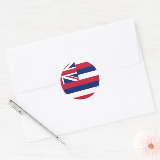 Vlag Hawaii Ronde Sticker (Envelop)