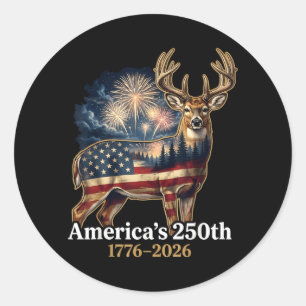 Vlag Herten 250 Jaar 1776-2026 Patriottische VS Ronde Sticker