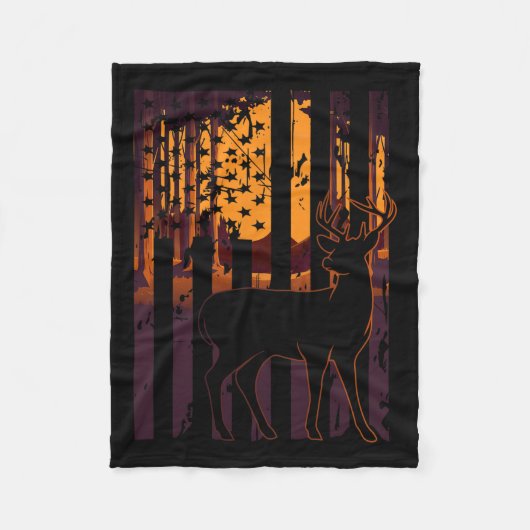 Vlag Herten Jagen Ondergaande Zon Grappige Bow Hun Fleece Deken (Voorkant)