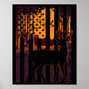 Vlag Herten Jagen Ondergaande Zon Grappige Bow Hun Poster