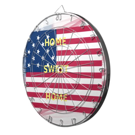 Vlag "Home Sweet Home" Kunstdruk Dartbord (Voorkant Rechts)