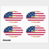 Vlag "Home Sweet Home" Kunstdruk Ovale Sticker (Vel)