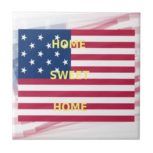 Vlag "Home Sweet Home" Kunstdruk Tegeltje (Voorkant)