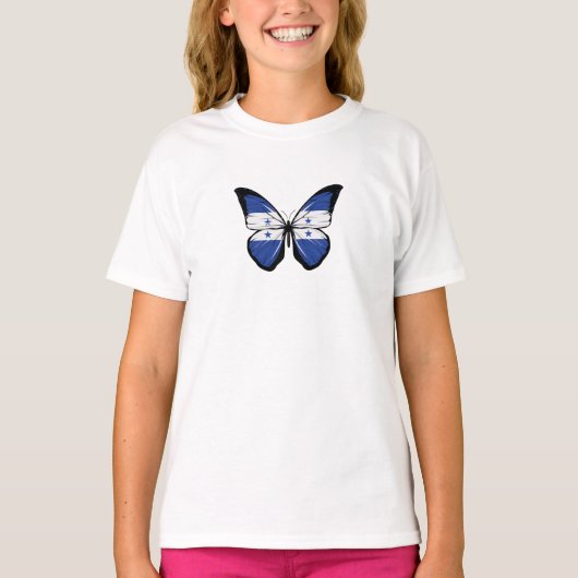 Vlag Honduras Butterfly T-shirt (Voorkant)