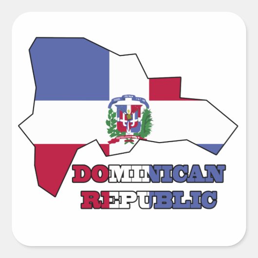 Vlag in kaart Dominicaanse Republiek Vierkante Sticker (Voorkant)