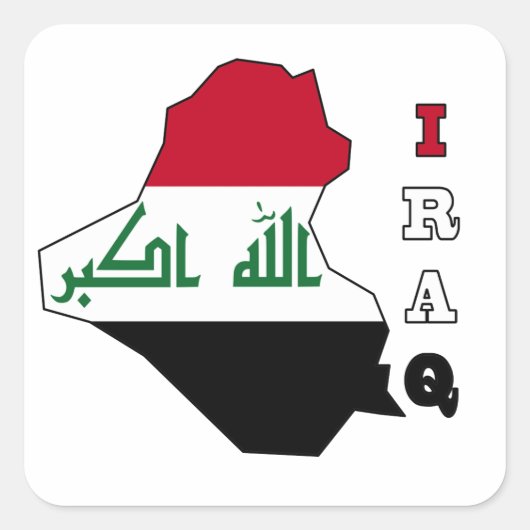Vlag in kaart van Irak Vierkante Sticker (Voorkant)