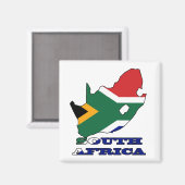 Vlag in kaart van Zuid-Afrika Magneet (Voorkant / Achterkant)