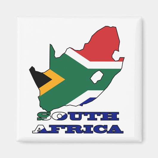 Vlag in kaart van Zuid-Afrika Magneet (Voorkant)