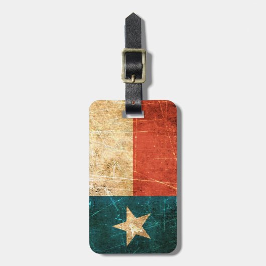 Vlag in Texas, gescoffed en versleten Bagagelabel (Voorkant verticaal)