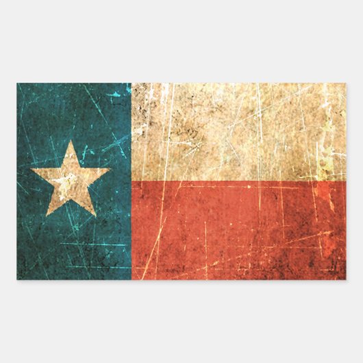 Vlag in Texas, gescoffed en versleten Rechthoekige Sticker (Voorkant)
