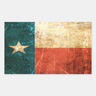 Vlag in Texas, gescoffed en versleten Rechthoekige Sticker