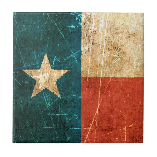 Vlag in Texas, gescoffed en versleten Tegeltje (Voorkant)