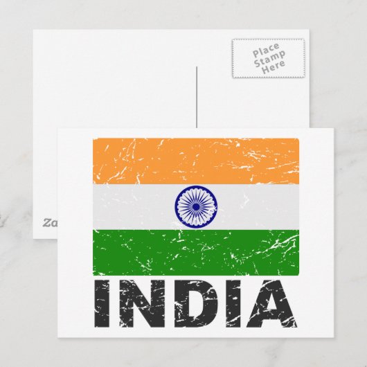 vlag India Briefkaart (Voorkant / Achterkant)