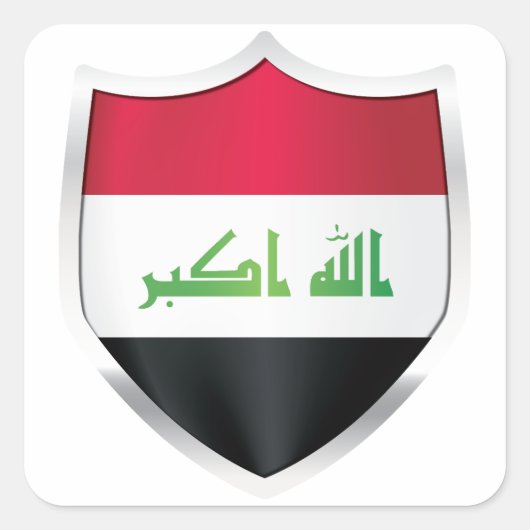 Vlag Irak Silver Shield Vierkante Sticker (Voorkant)