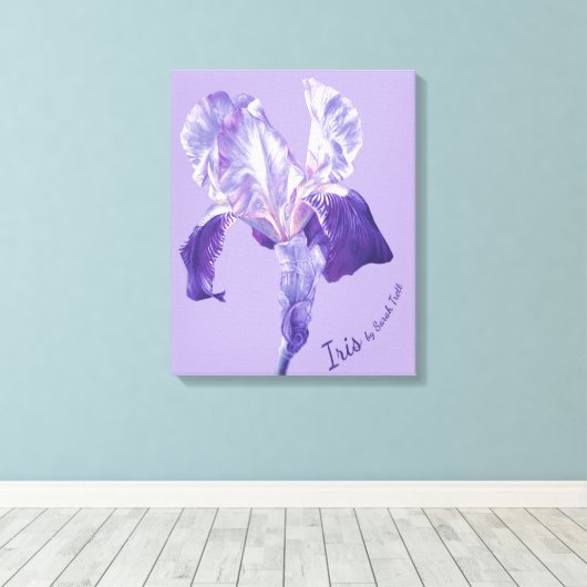 Vlag Iris paars en mauve florale canvas kunst (Insitu (Houten vloer))