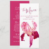 Vlag iris roze rode bloemen trouwmenu menu (Voorkant / Achterkant)