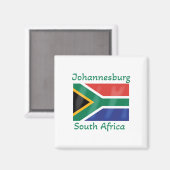 Vlag Johannesburg Zuid-Afrika Magneet (Voorkant / Achterkant)