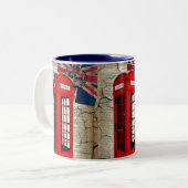 vlag jubileum kroonrode telefooncel tweekleurige koffiemok (Voorkant links)